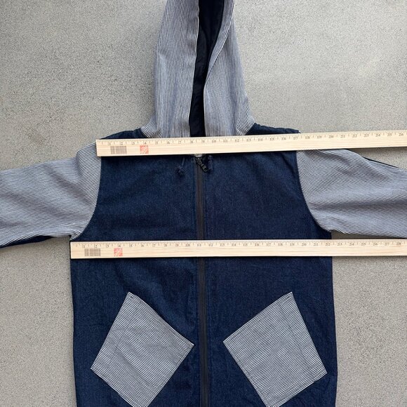 Denim + Hickory Stripe Hoodie Jacket - Picture 4 of 8